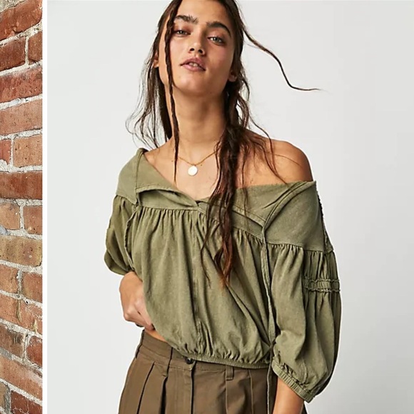 We The Free Tops - We the Free, Free People half sleeves green top